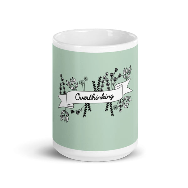 Overthinking mint color glossy mug