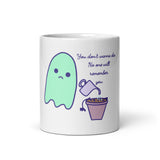 No One Will Remember You Sad Ghost Comic White glossy mug