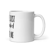 Mercury Just Retrograded All Over Me White glossy mug